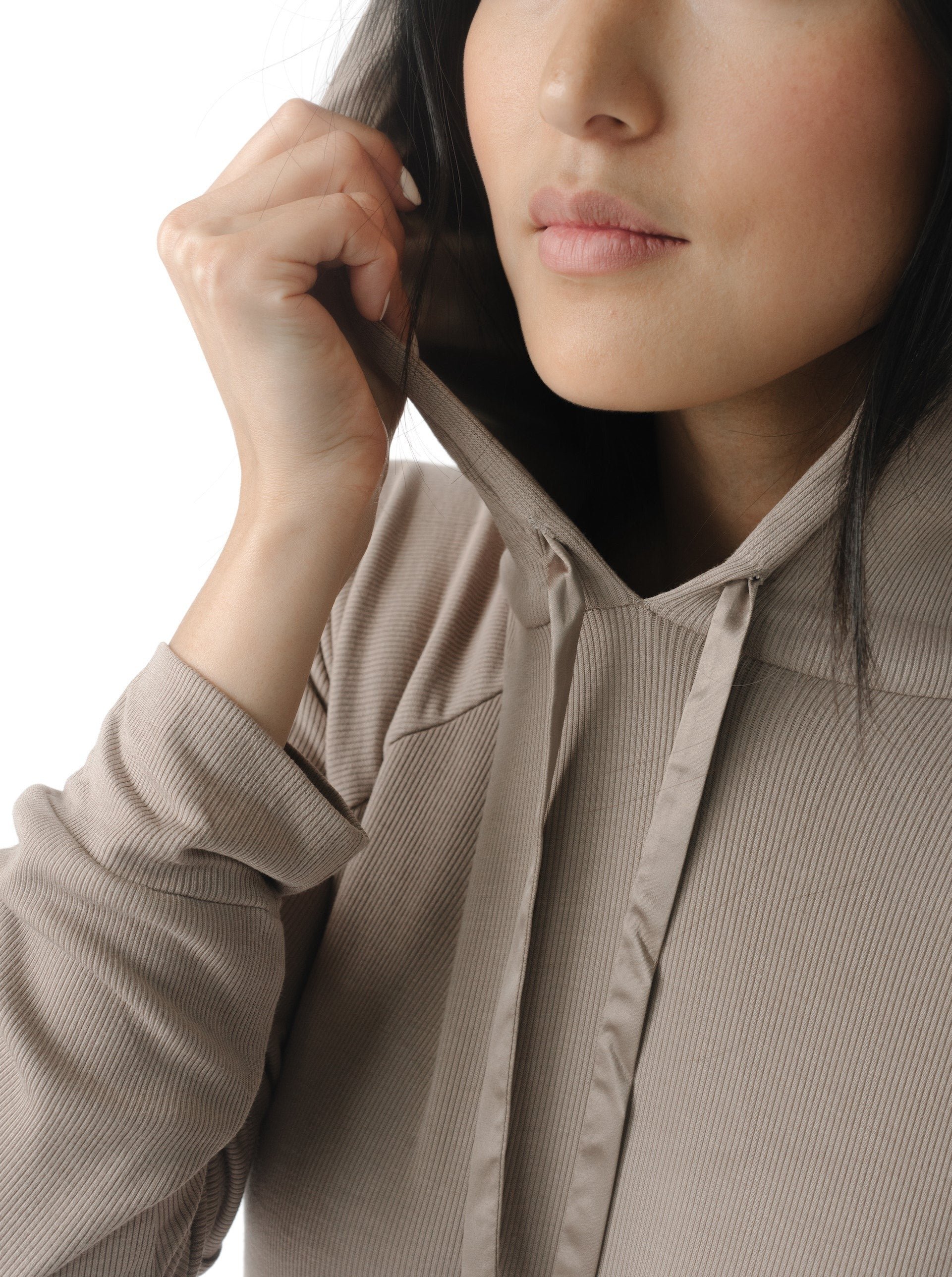Suede Women’s Rib Knit Bamboo Hoodie Dress