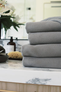 Charcoal Waffle Bath Towels