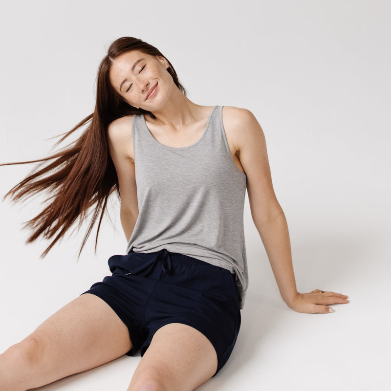 Navy Women's Ultra-Soft Bamboo Jogger Shorts [Aya]