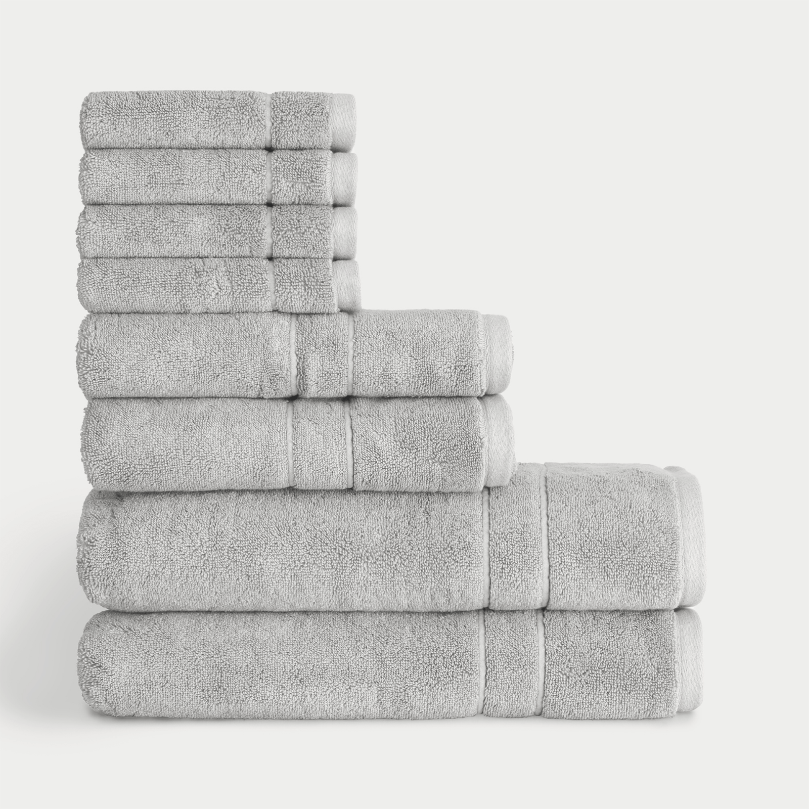 Premium Plush Bath Towel Set in the color Light Grey. Photo of Premium Plush Bath Towel Set taken with white background 