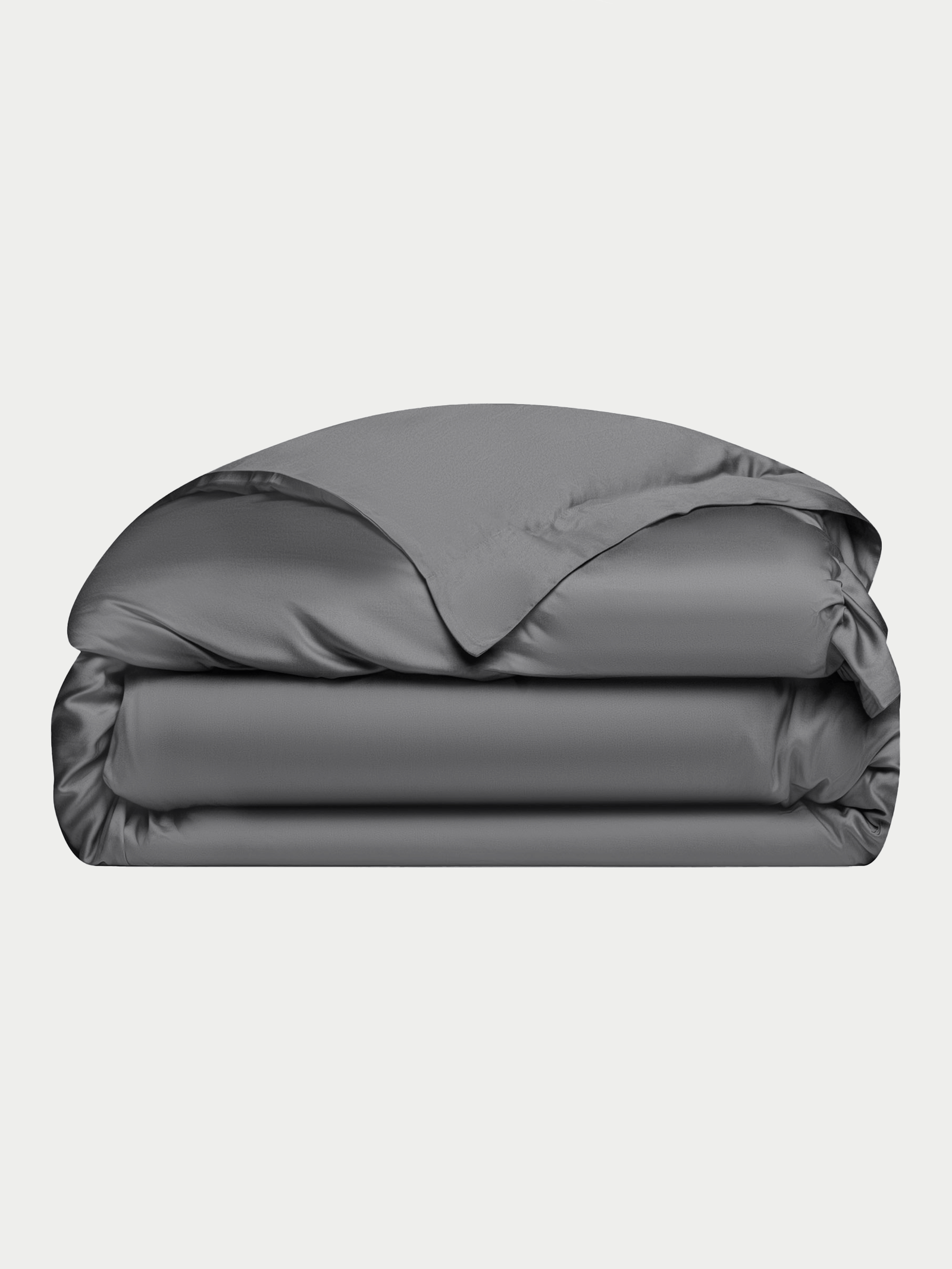 Charcoal duvet cover folded with white background 