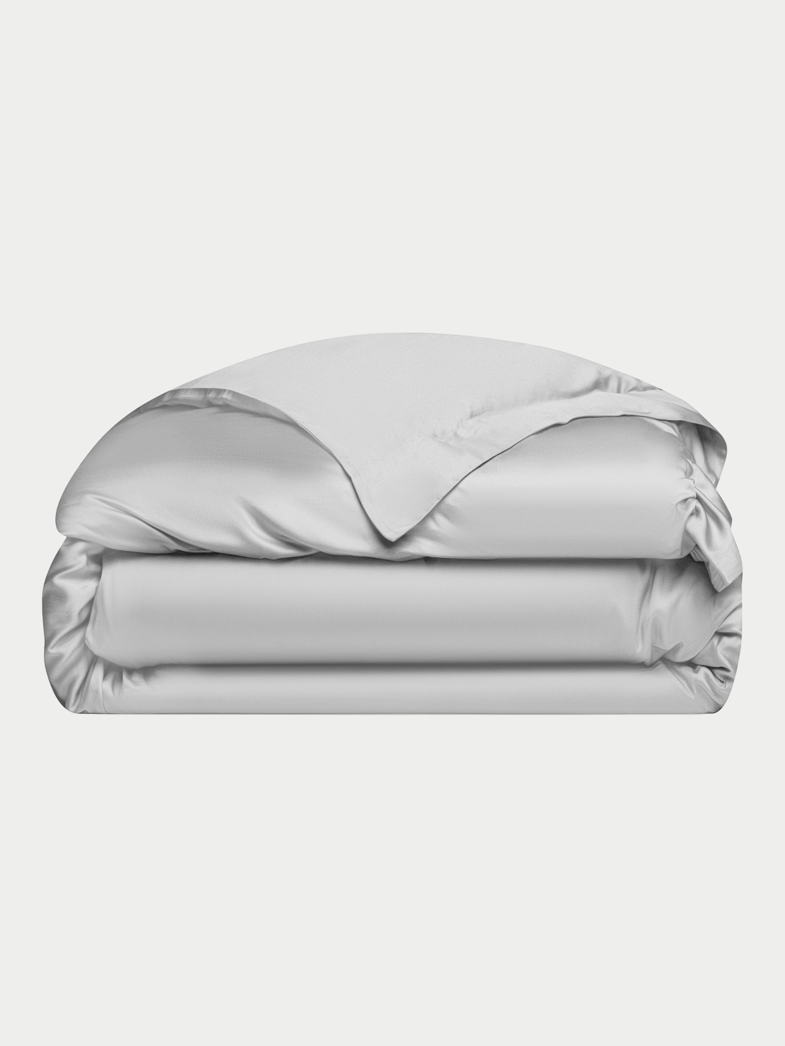 Light Grey duvet cover folded with white background 