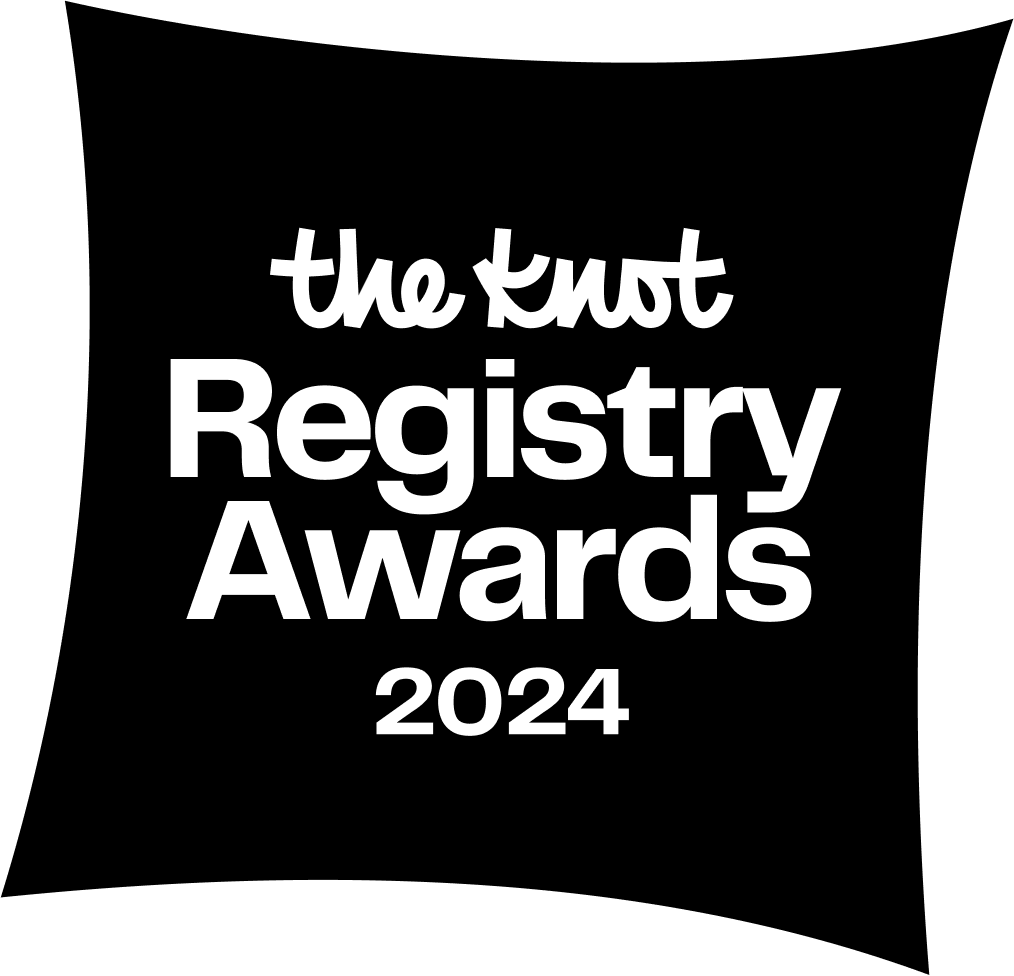 'The Knot Registry Awards 2024' text on a black background.