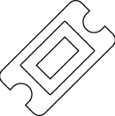 A silhouette of a sitting cat with its tail curled.