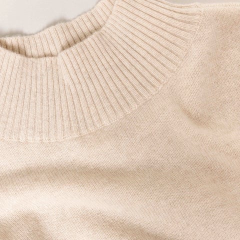 close up of wool sweater neckline